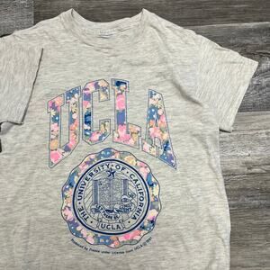 Vintage 90s UCLA Floral Campus Seal‎ Design Gray Womens S Single Stitch T-Shirt